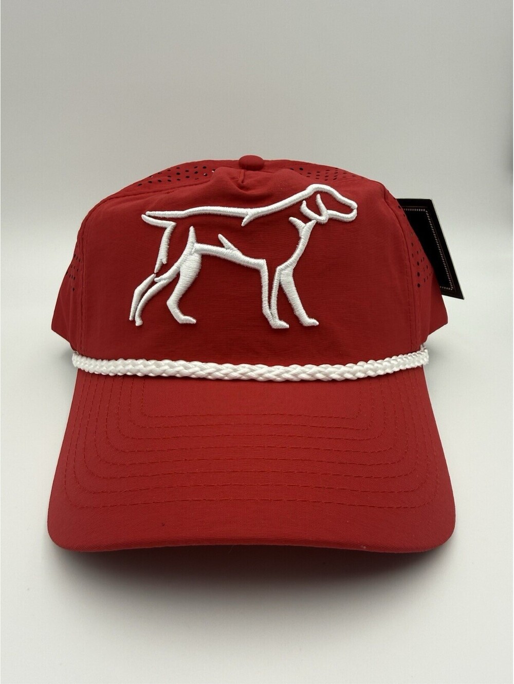 Fieldstone Men’s Hat SnapBack Hunting Dog Rope Braid Nylon Cap Red NWT
